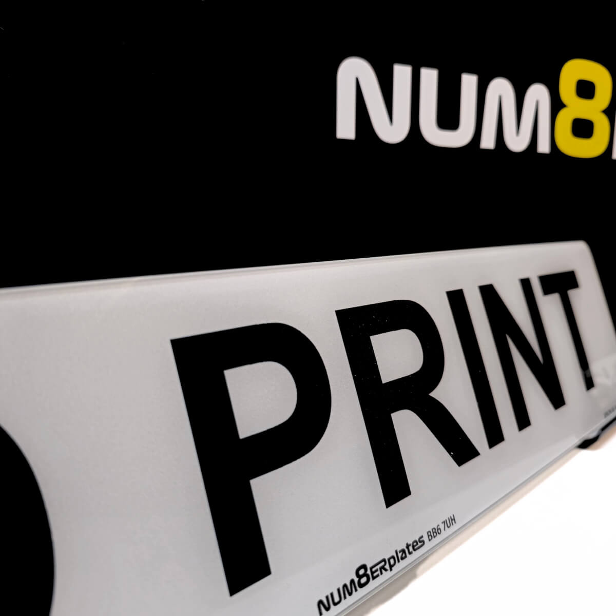 Printed number plate close-up by Num8er Plates