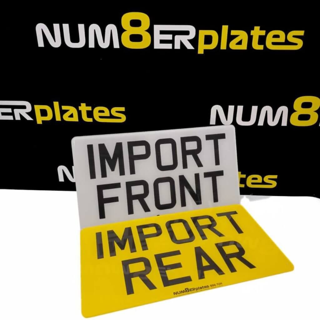 Import size number plates, front and rear