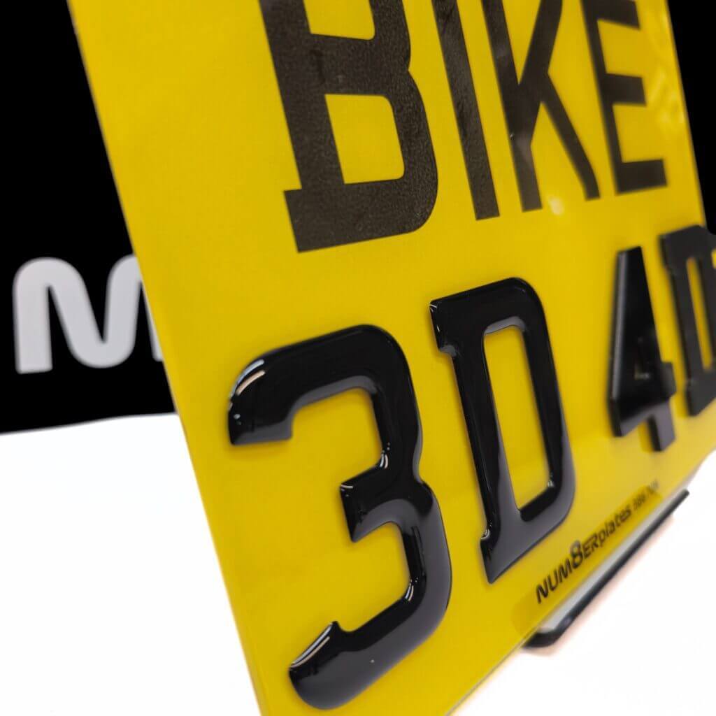 3D gel motorbike number plate close-up