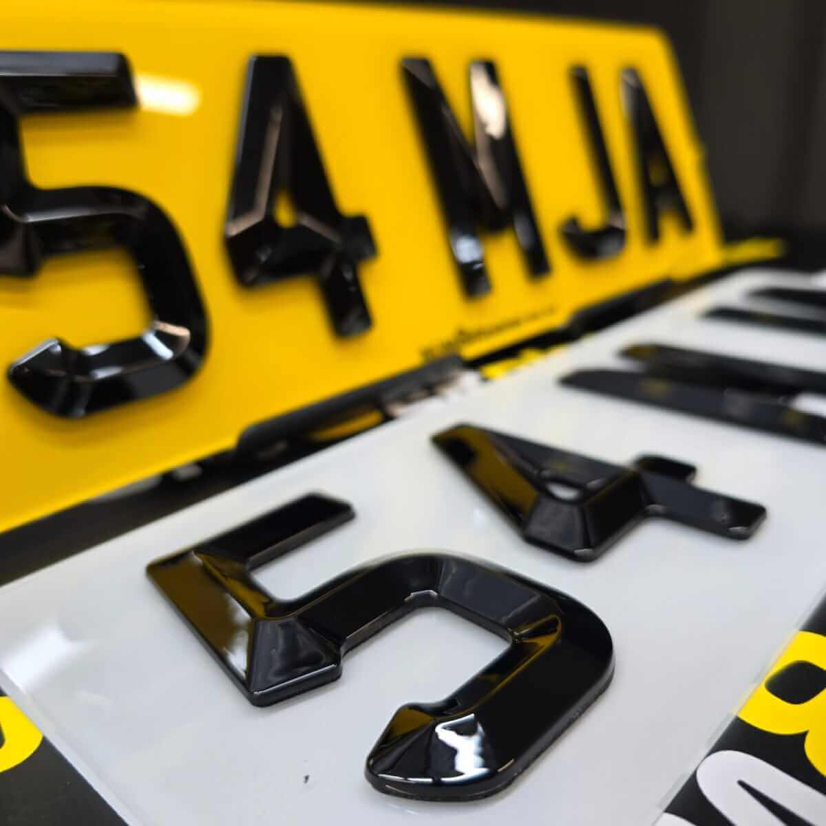 4D gel number plate close-up