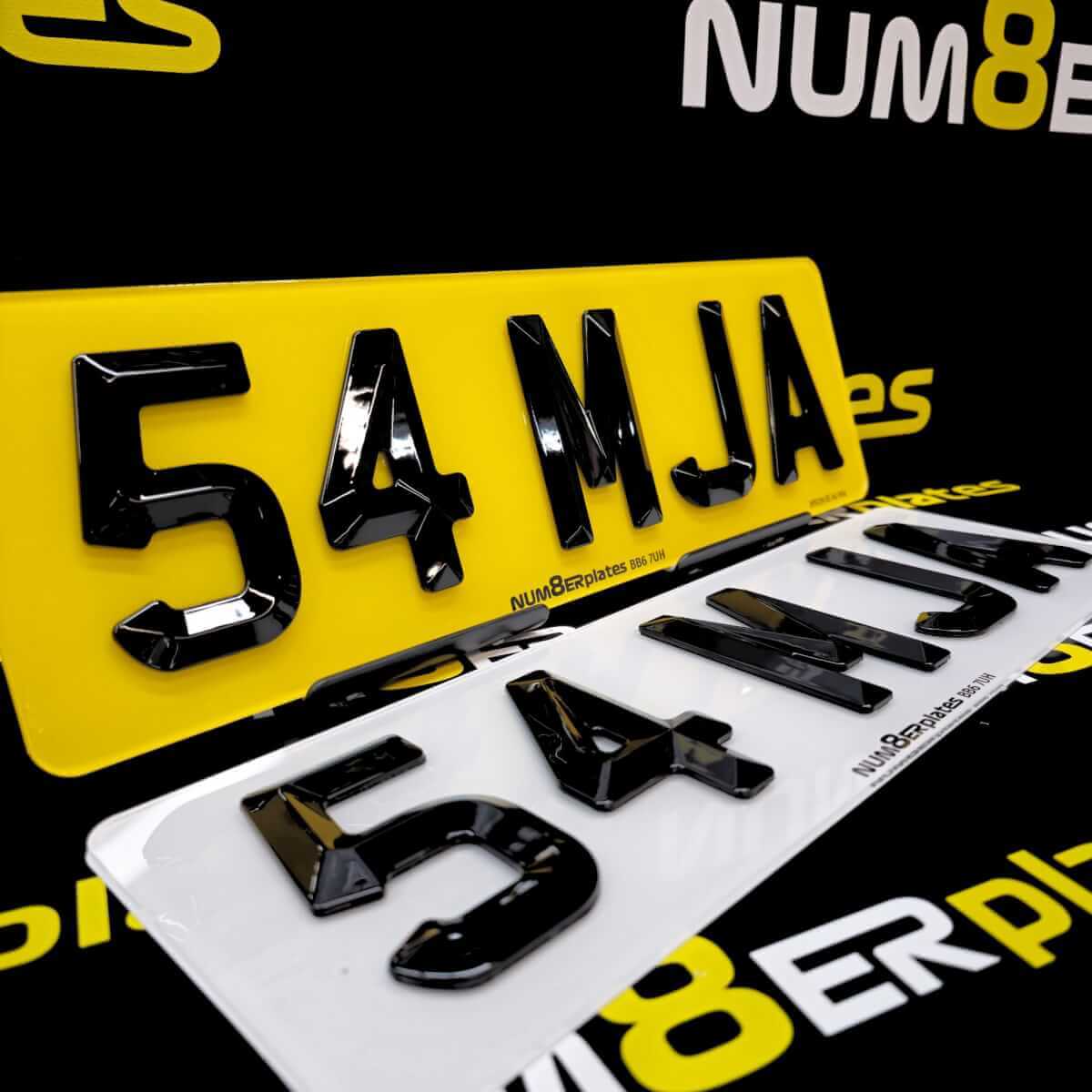 4D gel number plates, front and rear